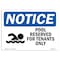 Signmission OSHA Sign, 10" H, Rigid Plastic, NOTICE Pool Reserved For Tenants Only With Symbol Sign, Landscape OS-NS-P-1014-L-16384 - alternate 1